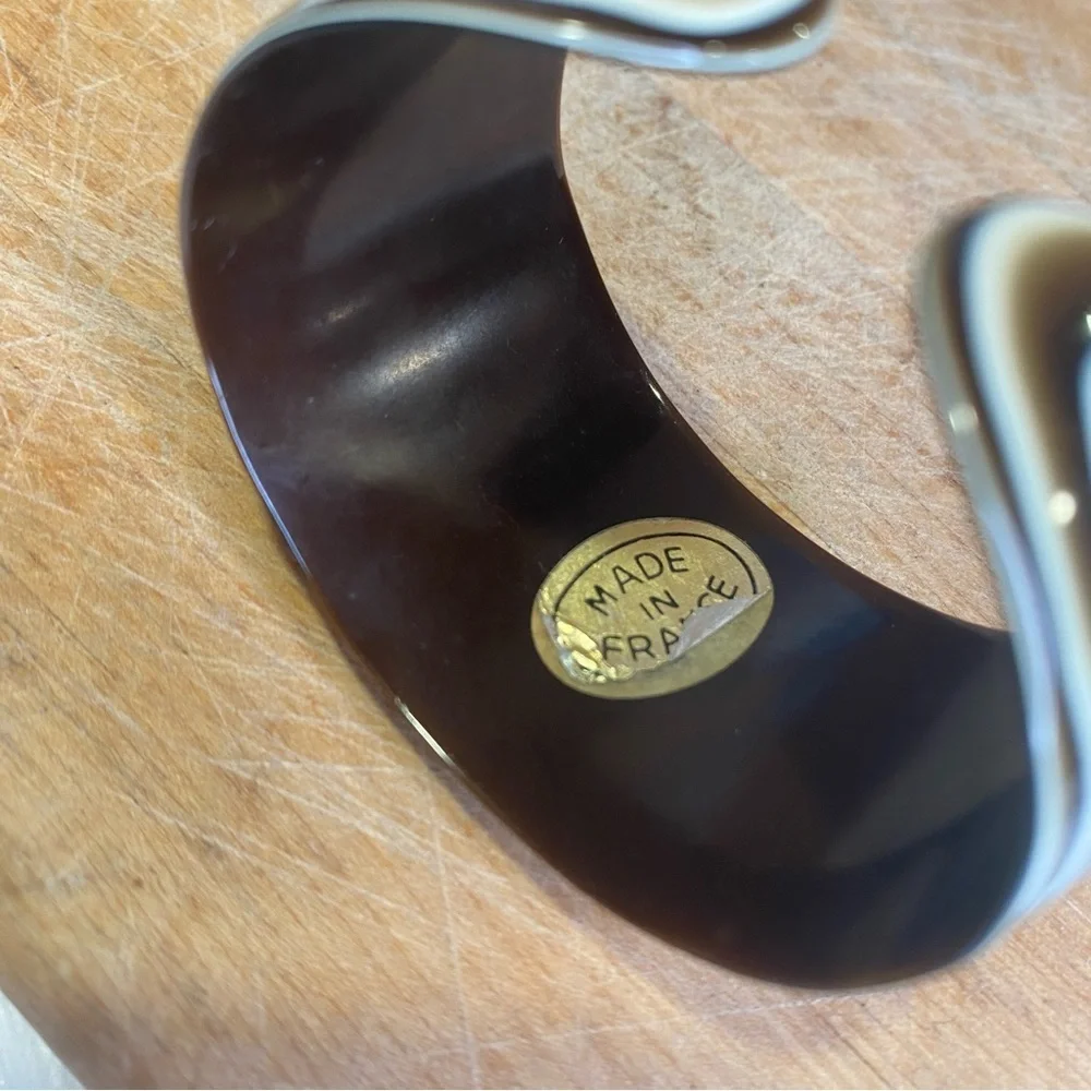 Made in France Brown & White Horn Child's Bangle Cuff